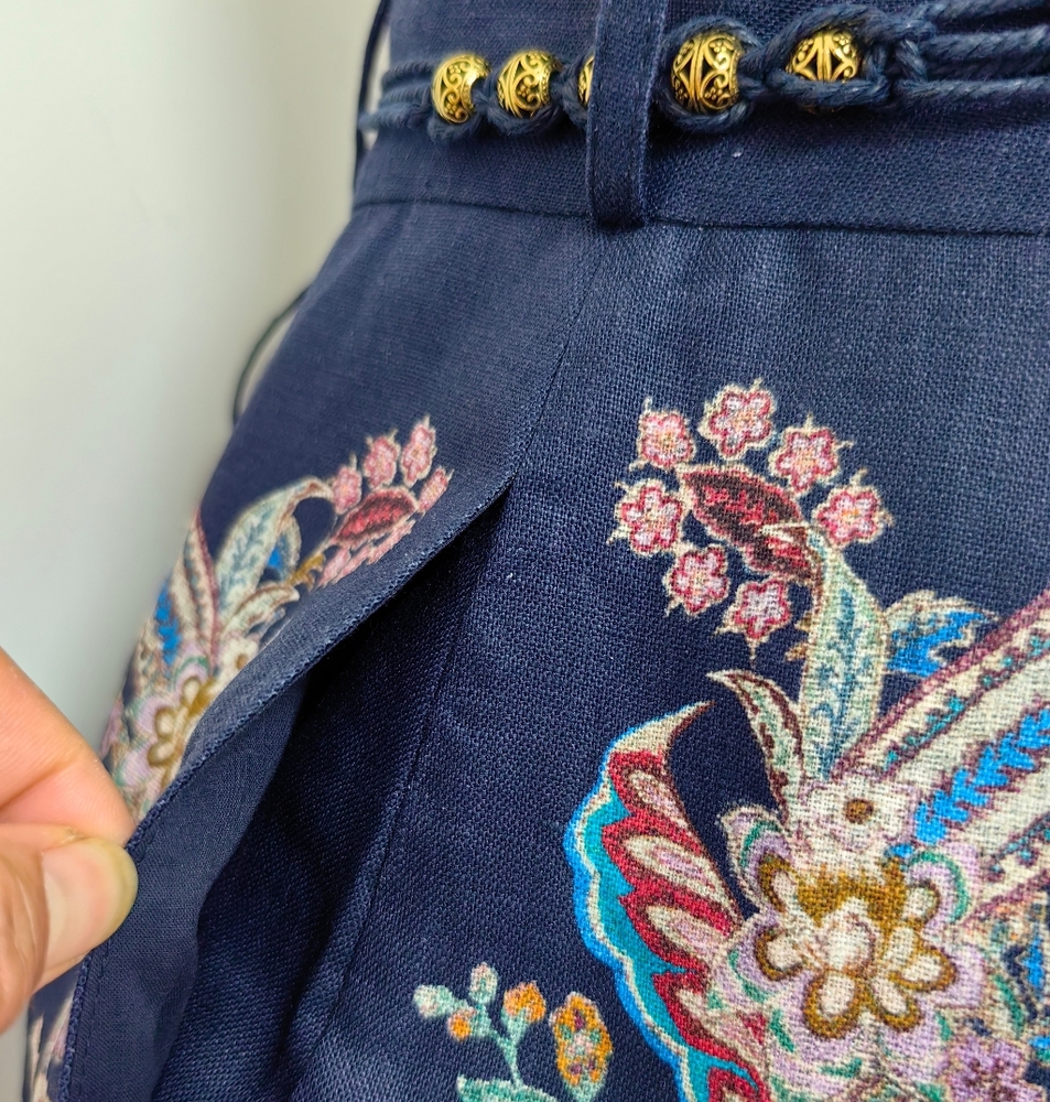 Zimmermann Navy Floral High Waist Shorts - Picture 3 of 7